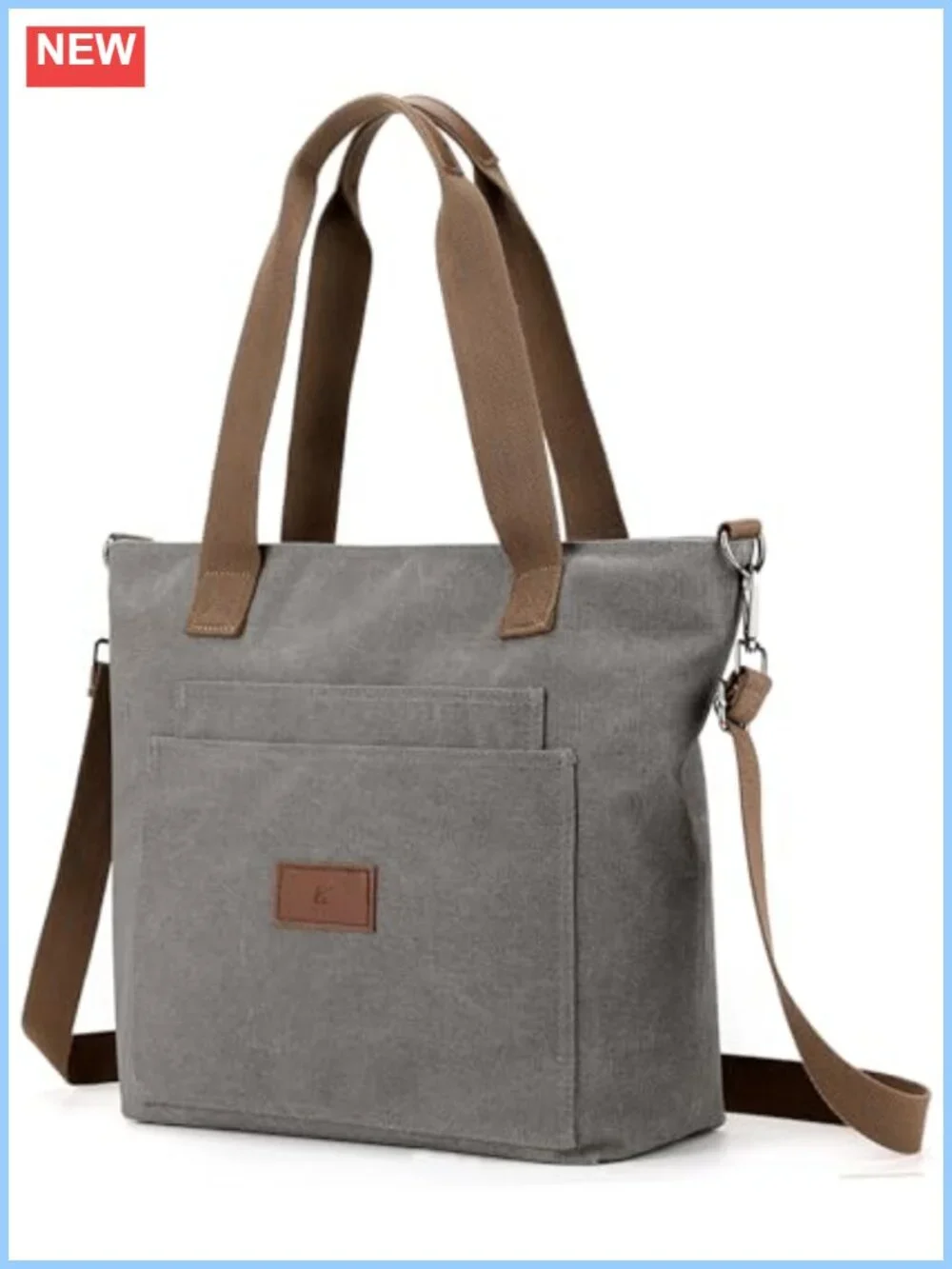 Canvas Tote Bag for Women A4 Handbag with Zipper Shoulder Bag for Shopping